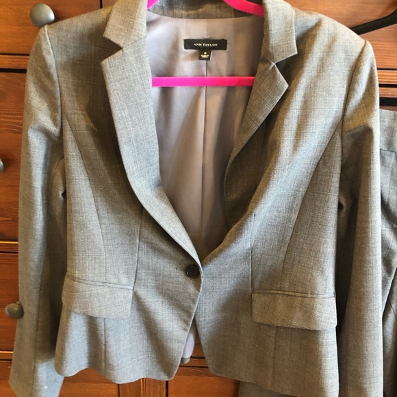 Ann Taylor Grey Pant Suit (blazer 6, pants 10) - Picture 2 of 7